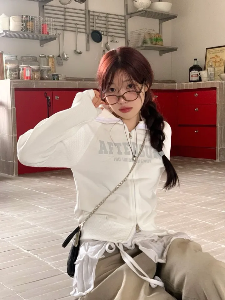 [기모원단ෆ투지퍼]토미 빈티지 레터링 프린팅 나그랑 투웨이 하이넥 카라넥 시보리 집업 점퍼 2color 상세 이미지 20