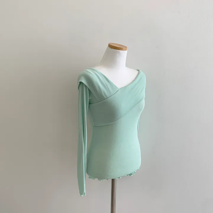 (여리글램핏ღ) 스윗 사선 오프숄더 긴팔 티셔츠 5color (S/S) 상세 이미지 35