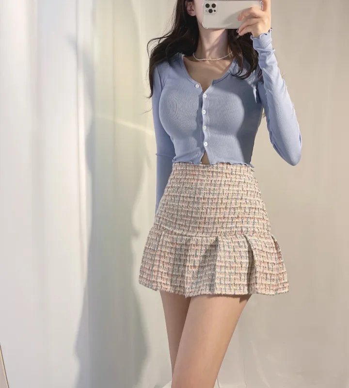 (쫀득/타이트핏)과즙 팡팡 데일리 물결 브이 쫀쫀 크롭 가디건 6color 상세 이미지 9