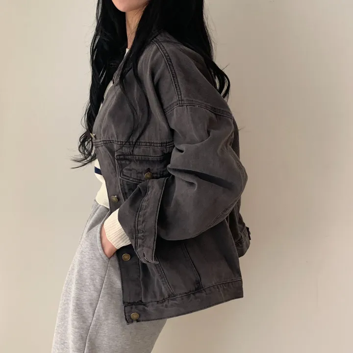 [빈티지/오버핏] 허쉬 봄,가을 루즈핏 흑청 면자켓;2col 상세 이미지 32