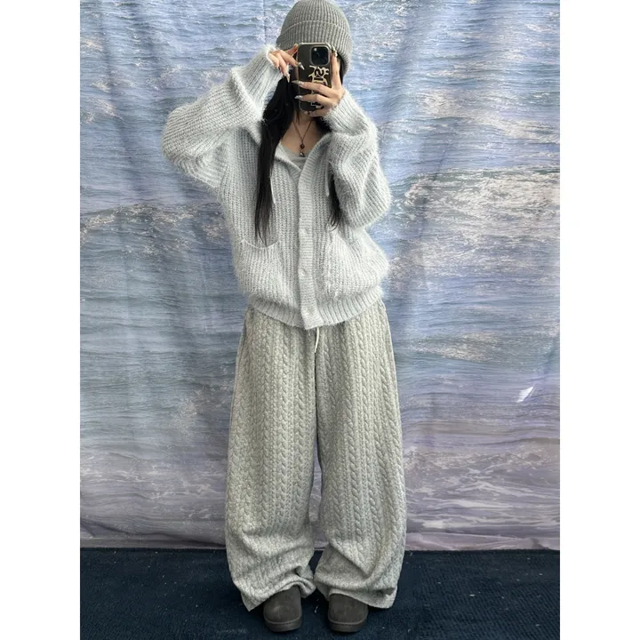 누빔🌡️[UNISEX/소장추천!]퀼트 블랭킷 웜업 케이블 포인트 윈터 루즈 와이드 트레이닝 팬츠(4color/5-7일 여유주문) 상세 이미지 54