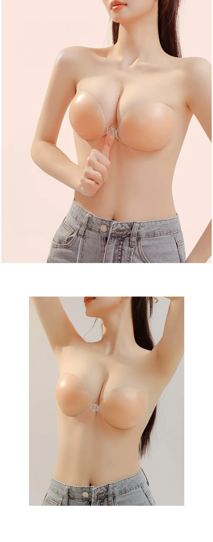 누드브라 웨딩브라 실리콘 끈없는 수영복 브라 상세 이미지 5