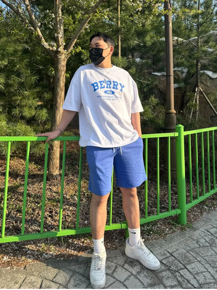 [세트가격🍓/4컬러]베리 남녀공용 커플 빅사이즈 반팔 반바지 세트 국내제작 꾸안꾸 반팔티 팬츠 셋업 커플룩 시밀러룩 츄리닝세트 반소매 여름 마실룩 여행 커플세트 상세 이미지 17