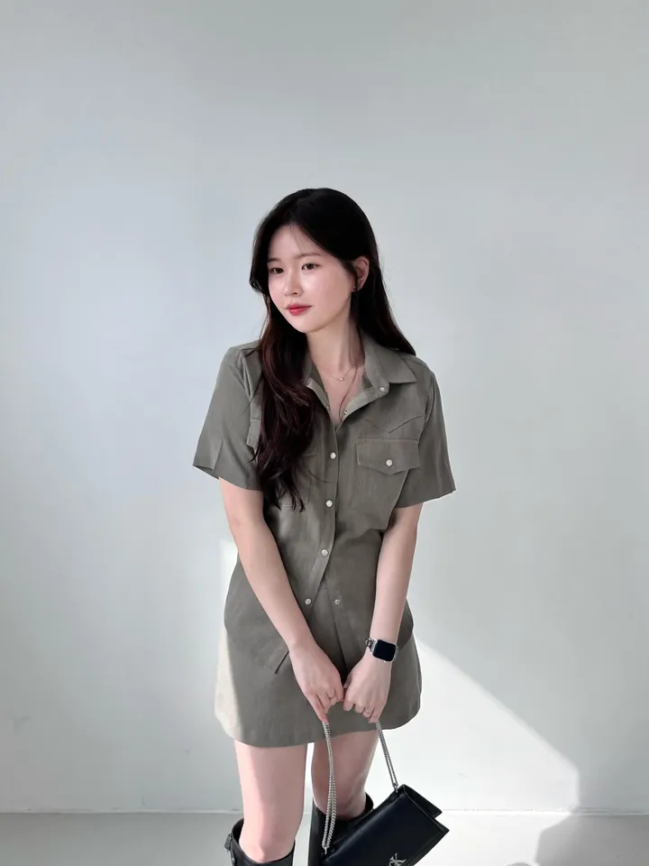 갓성비✨투피스set / 셔츠투피스 여름 남방 반팔셔츠 자켓 치마 투피스 세트 여름셋업 꾸안꾸룩 하객룩투피스 상세 이미지 16