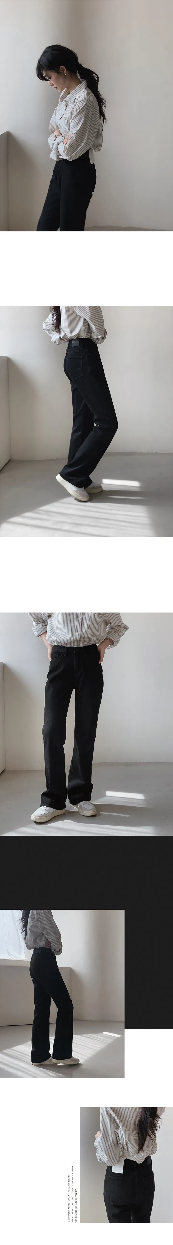 [🖤핏보장] 프리미엄 세미부츠컷 블랙진 (+베이직/롱ver) - 4 size (SLOWMADE/자체제작/부츠컷/인생데님/난스판/키작녀바지/블랙데님/사이즈세분화) 상세 이미지 12