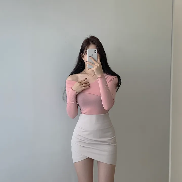 (여리글램핏ღ) 스윗 사선 오프숄더 긴팔 티셔츠 5color (S/S) 상세 이미지 15