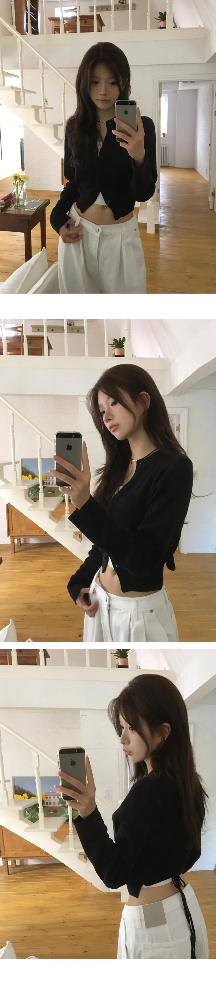 [잘록 허리 핏조절🖤] 리본 스트랩 라운드넥 가디건 - 4color 상세 이미지 9
