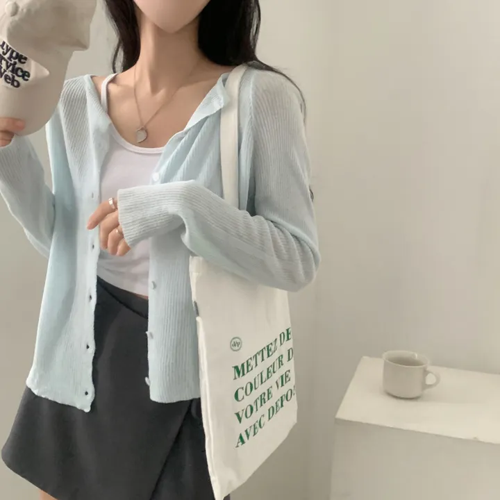 [초여리핏/후들후들~] 이브 여름 골지 긴팔 니트가디건 - 5color 상세 이미지 2