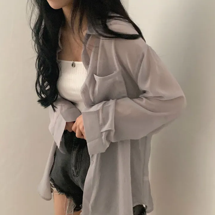 [베스트재진행] 남심저격, 시스루 루즈핏 셔츠;4col 상세 이미지 24