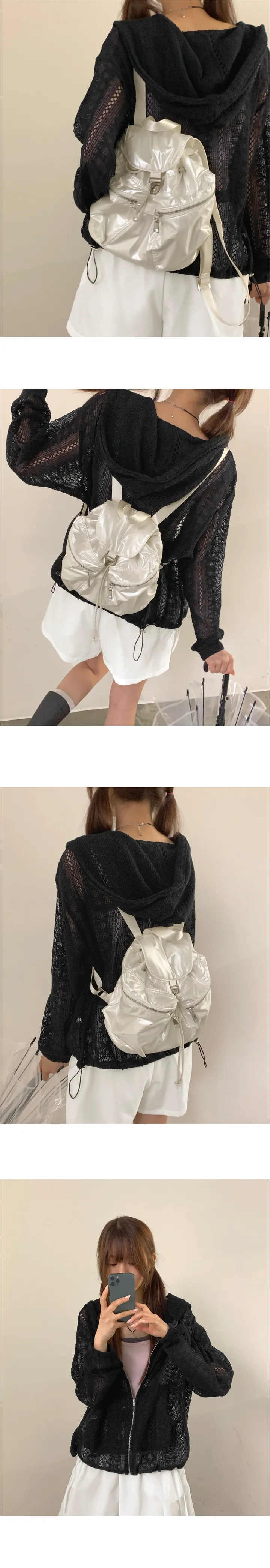 런터 빈티지 레이스 펀칭 시스루 니트 후드 집업 가디건 상세 이미지 8