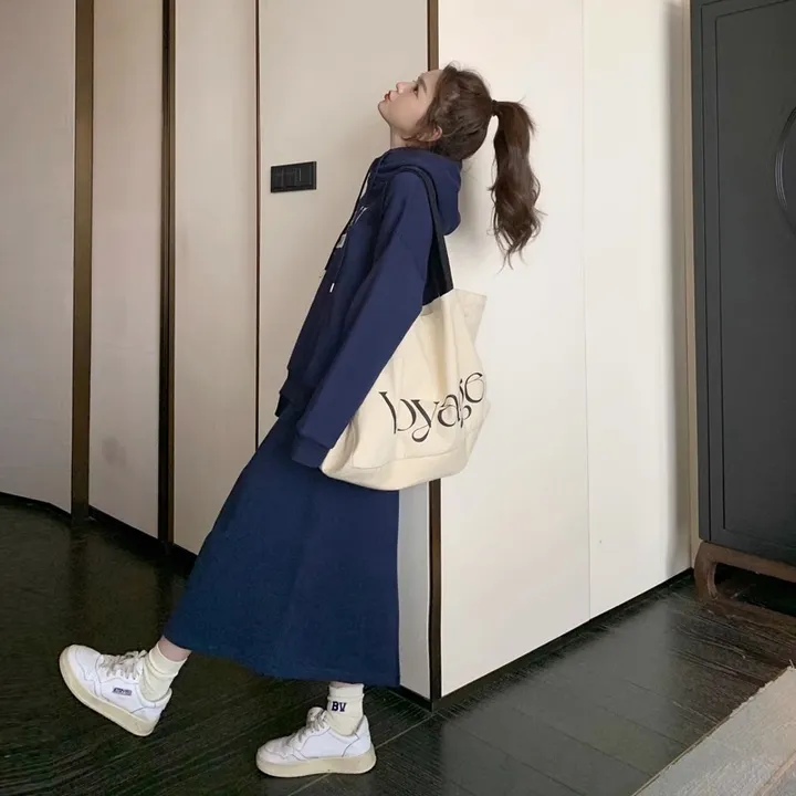 💙상하의세트💙 후드티 롱 치마 꾸안꾸 캐주얼 트레이닝복 코디세트 마실룩 간절기 상세 이미지 4