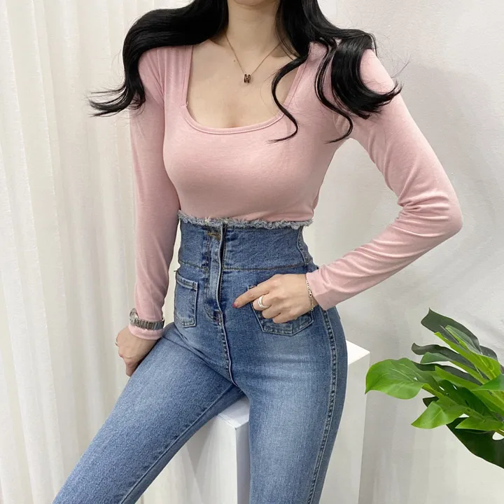 🚀당일발송🚀[묶음할인/11컬러] 조이 봄 가을 뉴 스퀘어넥 긴팔 티셔츠 이너티 상세 이미지 21