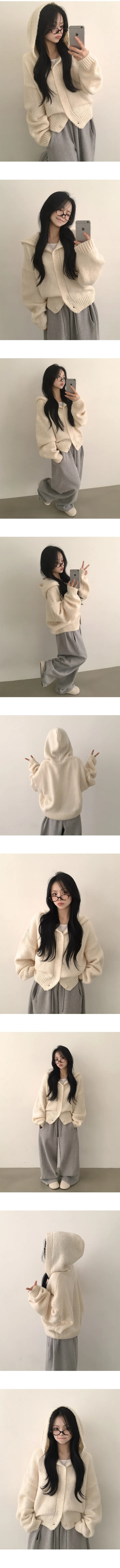 [러블리무드/귀여운아방핏] 폭닥폭닥~ 도톰 아방 루즈핏 후드 니트가디건 (5color) 상세 이미지 2