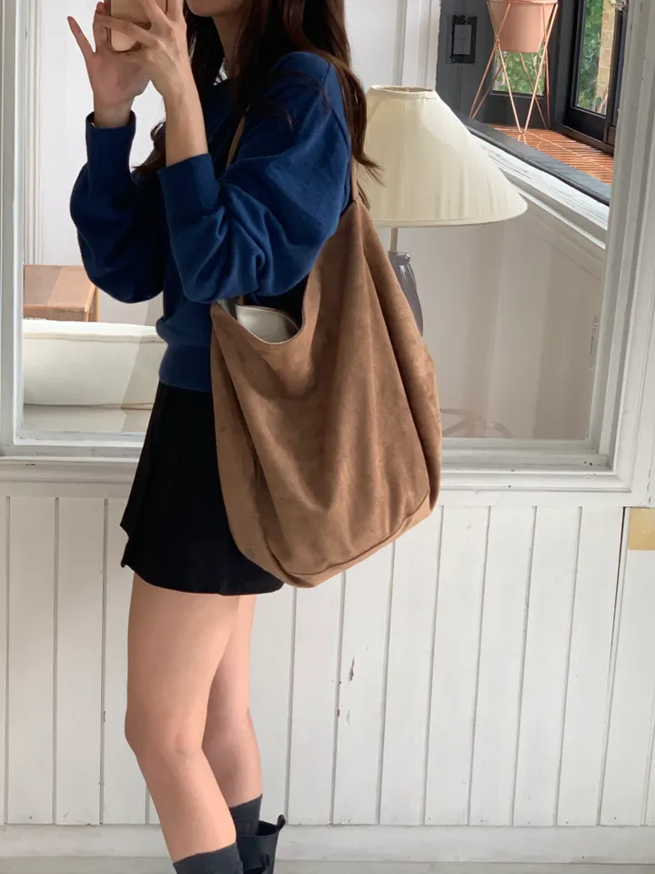 스웨이드 빅 에코 숄더백 (3color) 상세 이미지 8
