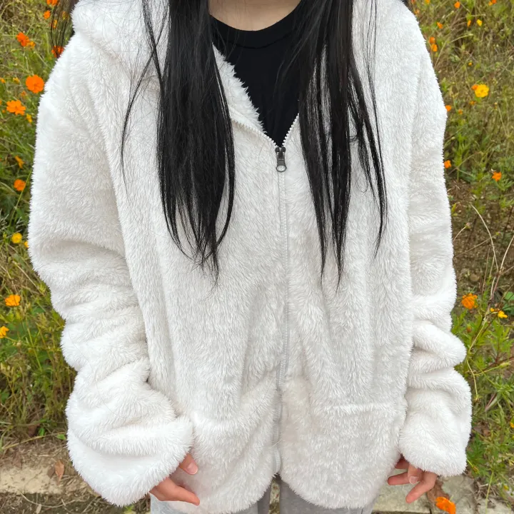 3size 남녀공용 커플룩 양털 후리스 후드집업 2color 상세 이미지 7