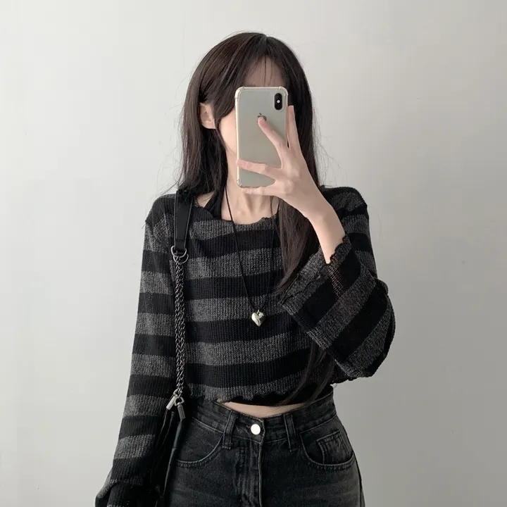 *주문폭주* [데일리힙set] 물결 단가라 니트 티셔츠 & 흑청 사이드워싱 데님 팬츠 [D1-9] 상세 이미지 5