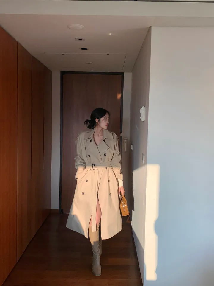 유행안타는![핏보장/국내] 가을 루즈핏 퍼프 벨트 롱트렌치 바바리 코트-3col 상세 이미지 5