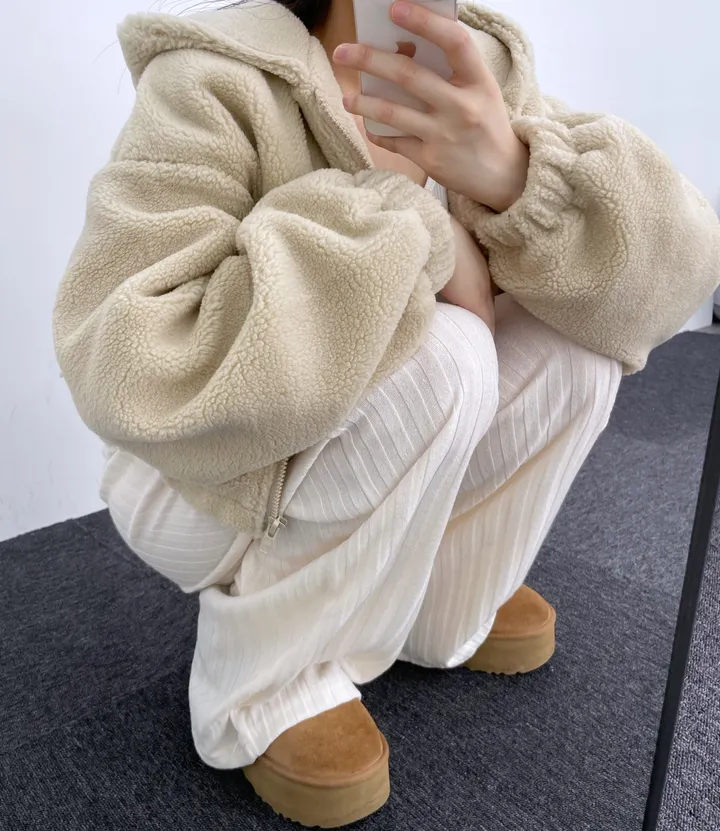 *아방핏후드집업* 뽀글이 후리스 플리스 후드집업 가을 겨울 아우터 집업 오버핏 상세 이미지 34