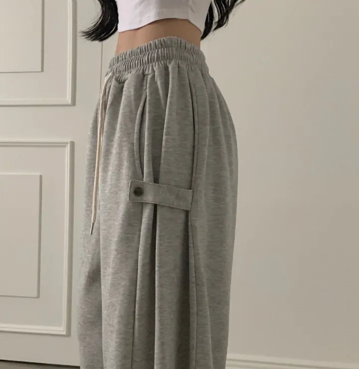 Made [봄컬러추가/🤍숏,롱!] 비어 사이드스냅 비죠, 버튼 롱와이드 트레이닝 추리닝 밴딩팬츠 - 12color 상세 이미지 5