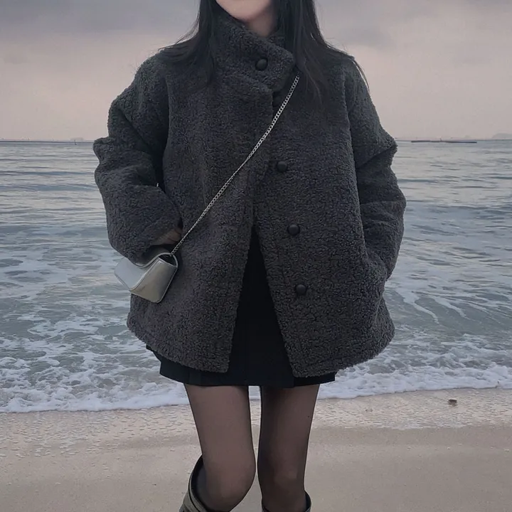 [왕아방핏🤎/주문폭주✨]후회없는 선택,푸들 양털 오버핏 하프 스웨이드 퍼자켓,코트 상세 이미지 77