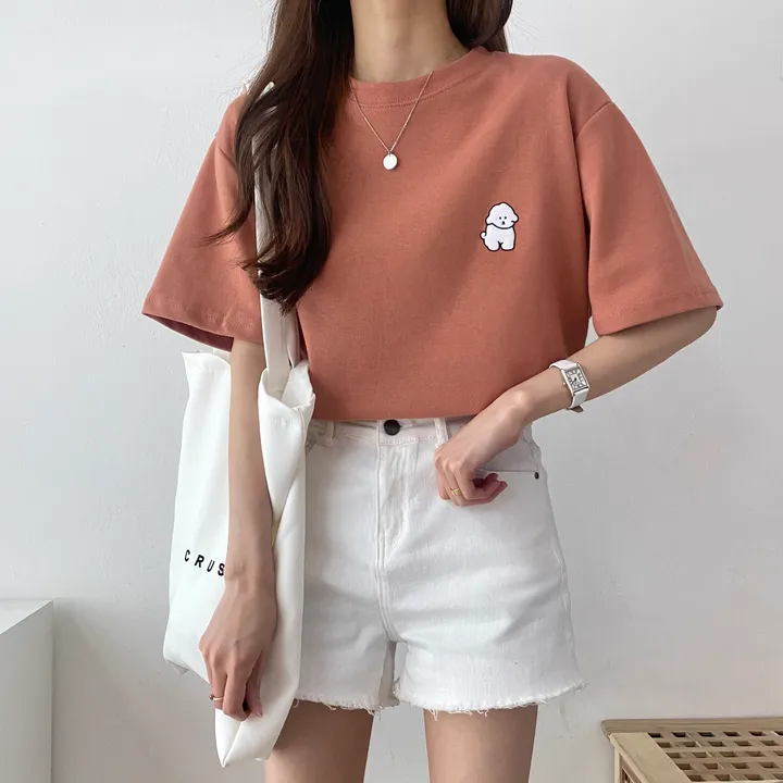 [묶음 할인/꾸안꾸] 귀여운 흰둥이 패치 반팔티 5color 상세 이미지 19