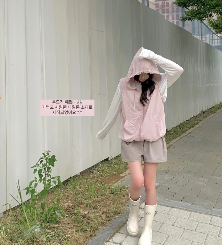 레코드 후드 나일론 조끼 : record hoodie Anorak vest - 4 color 상세 이미지 1