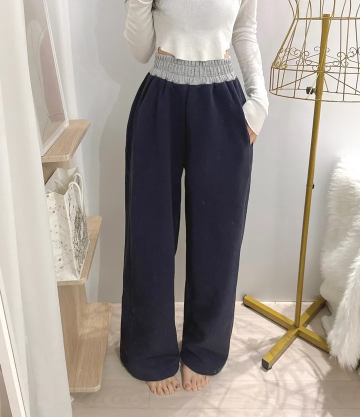 *2way [주머니배색 포인트!] 패트 배색 밴딩 힙 와이드 롱 트레이닝팬츠 롱팬츠 - 4color 상세 이미지 15