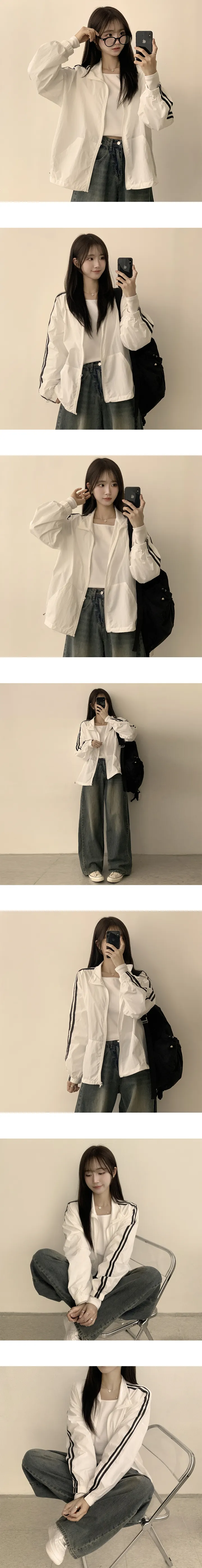[봄아우터🍃/오버핏] 라임 루즈핏 봄 긴팔 두줄 바람막이 박시핏 간절기 아우터 점퍼 7color 상세 이미지 2