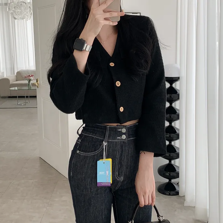 [부분 당일배송🎀1000장돌파!! 리뷰극찬🔥컬러추가!] 트위드 세미 크롭 자켓 노카라 간절기 하객룩 숏자켓 핑크 아이보리 블랙 네이비 - 5colors 상세 이미지 13