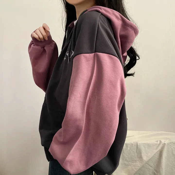 봄가을*[예쁜/스트릿!] 찰떡오버핏, 블리드 배색 투웨이 후드집업 3color 상세 이미지 14