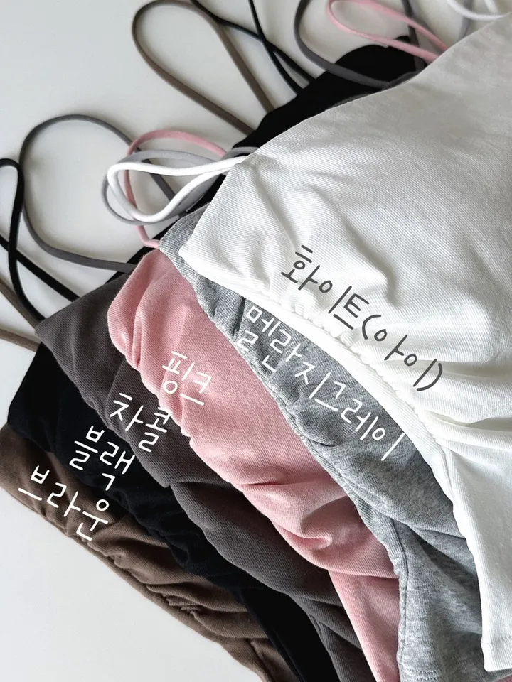 👍2장할인👍캡내장 코튼 셔링 끈나시 크롭 브라탑 나시 브라캡나시 패드 일체형 슬리브리스 노브라 이너 여름 속옷 상세 이미지 27