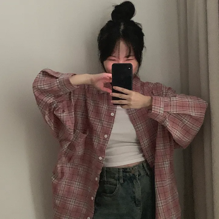 묶음할인🎈[오버핏🤍] 마가린 체크 오버 남방 상세 이미지 48