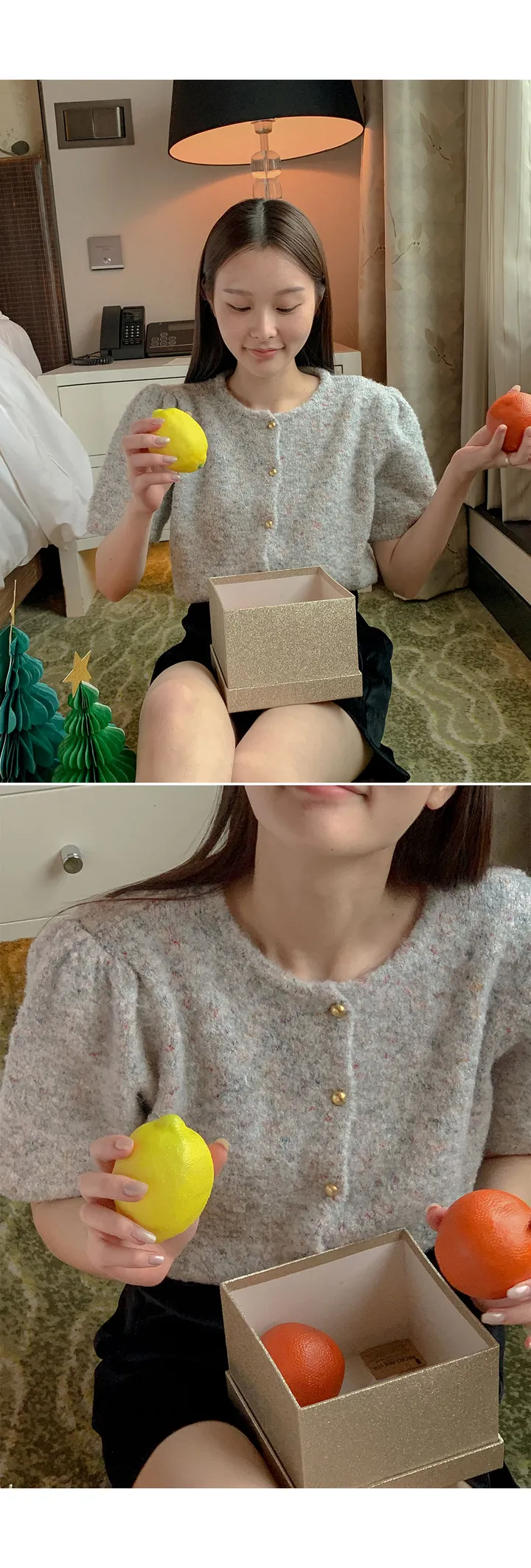 [11차입고/자체제작] 캐빈 크롭 퍼프 반팔 가디건 상세 이미지 19