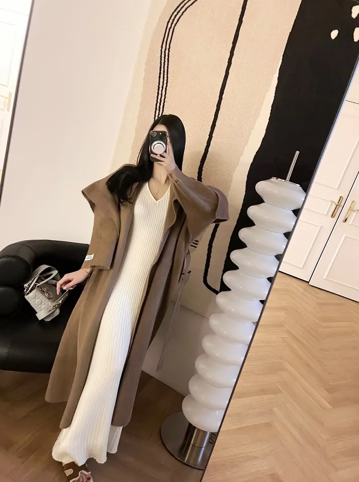 *무조건당일배송/강추* 까누아 빅숄카라 패치 밍크 롱 코트 가디건 [수입] 상세 이미지 5