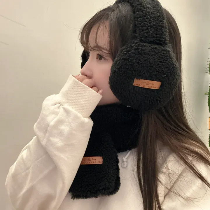 얼굴작아보여요🐑자체제작 스키장 모자 썰매장 양면착용 3컬러 귀도리 목도리 세트 머플러 귀마개 빅사이즈 겨울 포근 몽글몽글/ 상세 이미지 10