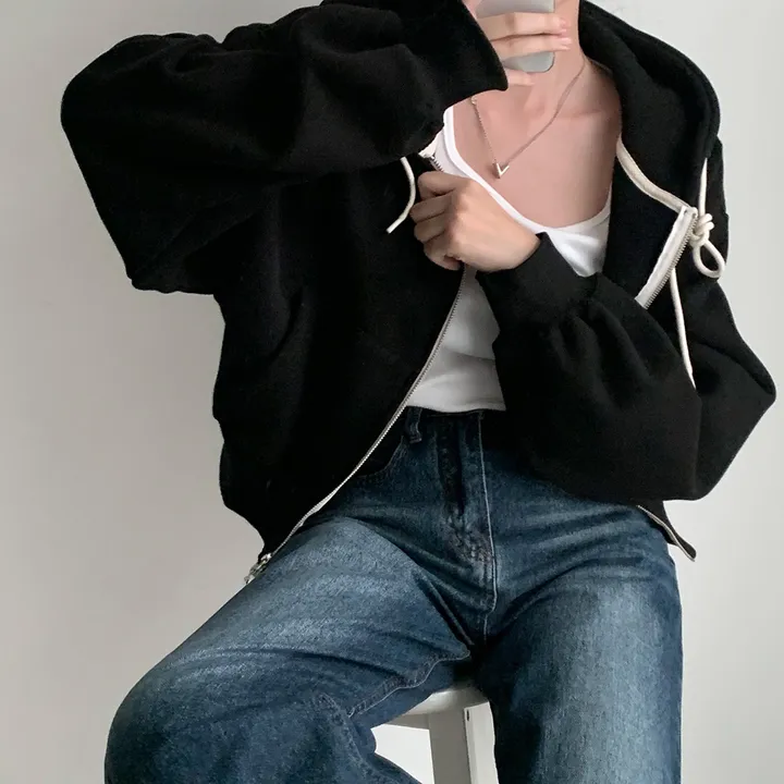 [완전인기✨/백염컬러 당일출고!] 자체제작 크치Made 꿈에 나온 핏, 투웨이 양기모 크롭 후드집업 ver 아우터 자켓 - zipup 상세 이미지 215