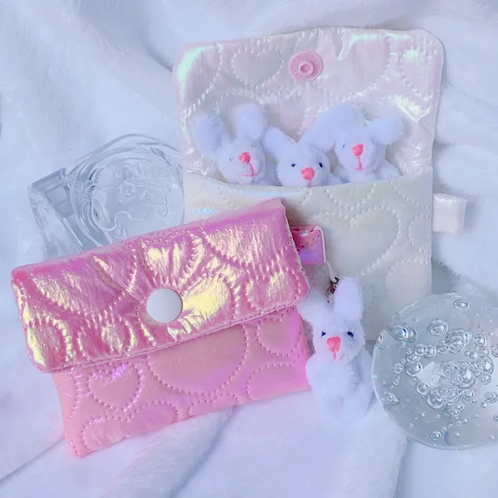 (3종)/ handmade 홀로그램 글리터 love 핑크 화이트 실버 패프릭 동전 지갑 카드지갑 에어팟파우치 상세 이미지 46