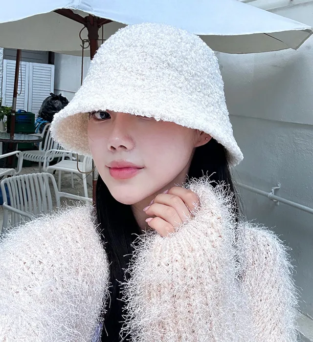 [당일배송]루킨포자체생산[특가세일]무지 뽀글이 벙거지 [묶음세일]뽀송이 양털 니트 버킷햇 모자 4color(블랙칼라-2000원) 상세 이미지 8