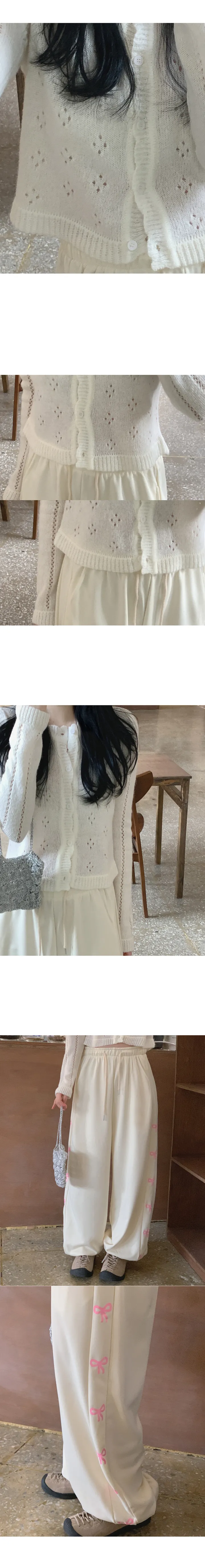 [Spring☘] 반크 아일렛 펀칭 물결 크롭 슬림핏 긴팔 봄 니트 가디건 (2color) 봄가디건/크롭가디건/봄옷/봄신상/봄코디/여행룩/소풍/데이트룩 상세 이미지 4