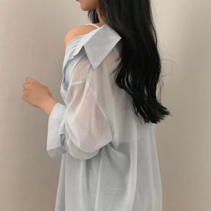[베스트재진행] 남심저격, 시스루 루즈핏 셔츠;4col 상세 이미지 6