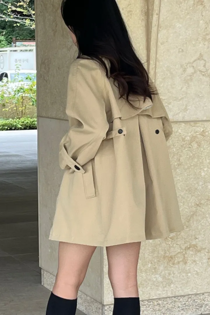 [봄 가을 필수🍂] 숏 케이프 트렌치 하프코트 2color 상세 이미지 10