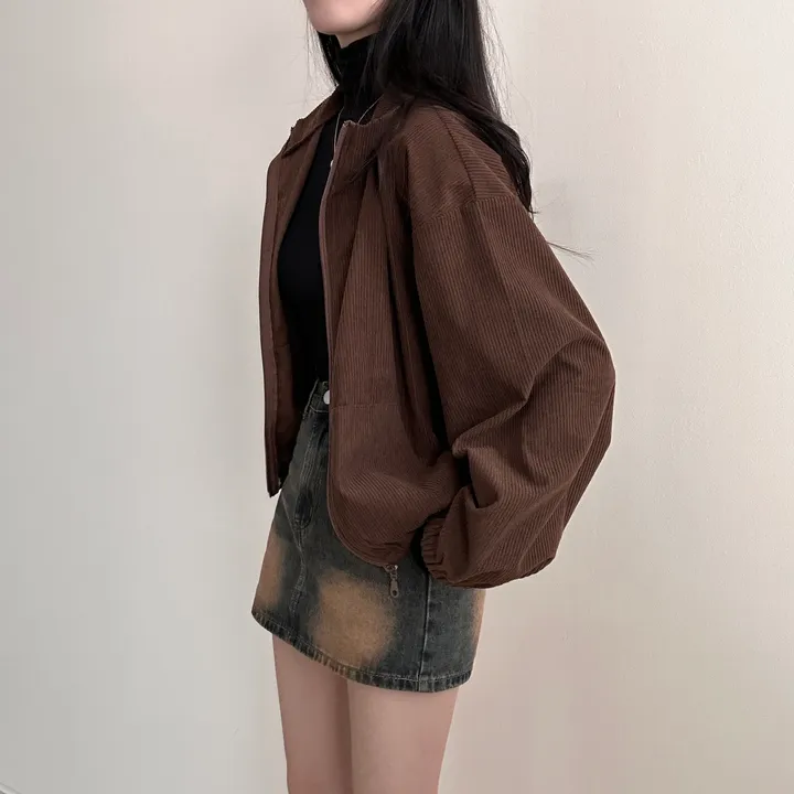 감성100% [최저/Y2K] 카라멜 코듀로이 반집업 - 5color 상세 이미지 18