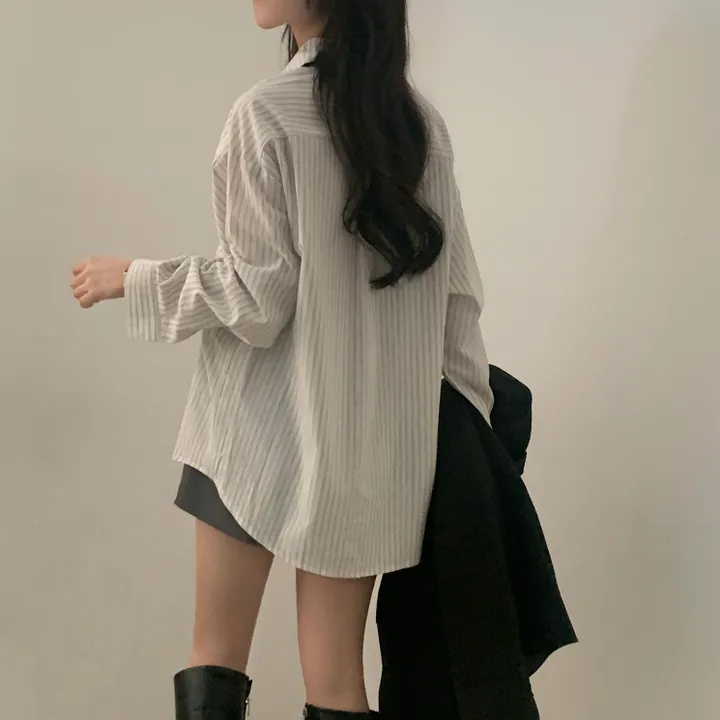[한여름까지~/오버핏✨] 허니 스트라이프 코튼 포켓 오버핏 셔츠,남방 - 3color 상세 이미지 20