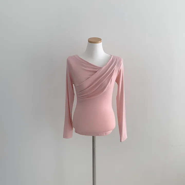 [🚀당일발송🚀]💗MADE💗 글램 촉촉 셔링 오프숄더 슬림 티셔츠 5color 상세 이미지 53