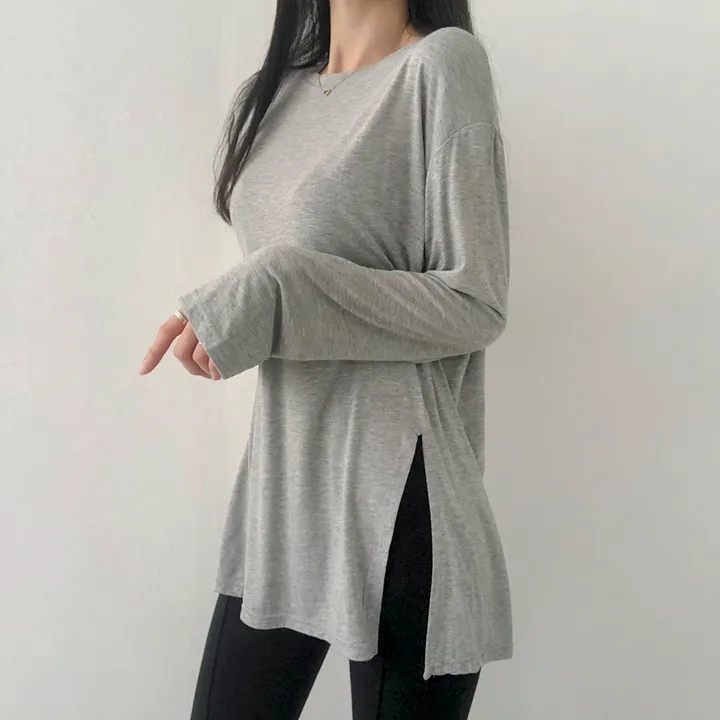 [당일출고/기본필수템!] 찰랑한느낌, Y존커버 옆트임 레이어드 티셔츠 상세 이미지 21