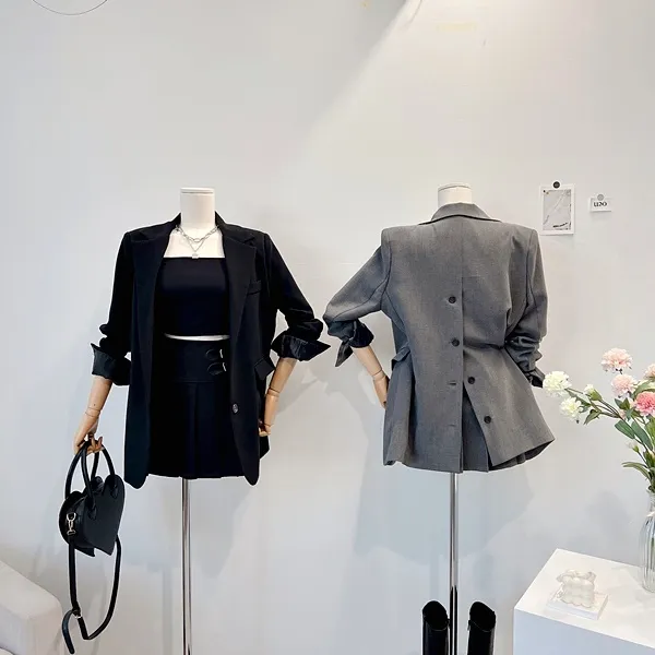💙당일발송💙*자체제작* 뒷태여신 테일러드카라 대디자켓 버튼자켓 단추자켓 백트임 백버튼 뒷트임 오버핏자켓 슬림자켓 무지자켓 긴팔자켓 하프자켓 숏자켓 롱자켓 봄자켓 봄아우터 하객룩 상세 이미지 27