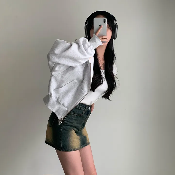 [완전인기✨/백염컬러 당일출고!] 자체제작 크치Made 꿈에 나온 핏, 투웨이 양기모 크롭 후드집업 ver 아우터 자켓 - zipup 상세 이미지 159