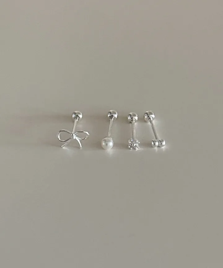 [925silver/4set] charlotte 리본 진주 큐빅 볼 925실버 피어싱세트 상세 이미지 22