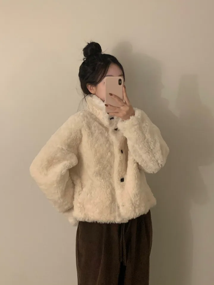 [문의폭주🐻] 베어 버튼 뽀글이 퍼 숏코트 자켓 / 누빔 코트 자켓 - 3color 상세 이미지 24