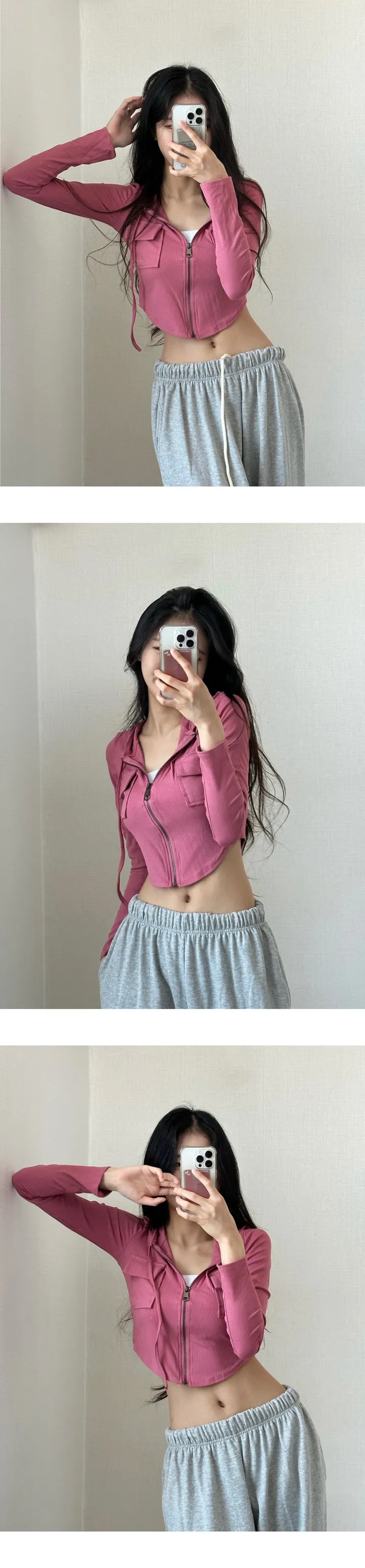 당일🚀 [ 2개 묶음할인,모델소장]  y2k 힙카고 투포켓 슬림 U라인 후드 집업 상세 이미지 8